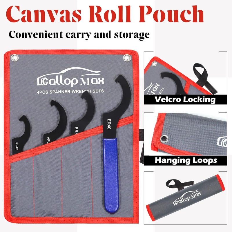 GallopMax 4Pcs Universal Coilover Spanner Wrench Set, Shock Wrench Adjustable Spanners for Most Car and Motorcycle Coil Over Shock Adjustments - Image 3
